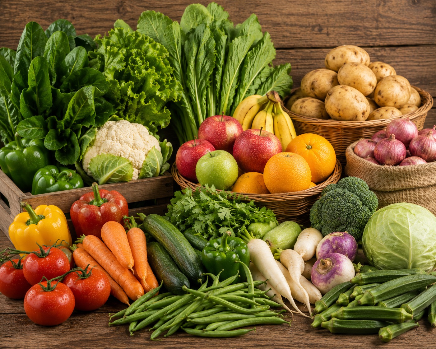 Farm Fruits and Green Vegetables Variety Split